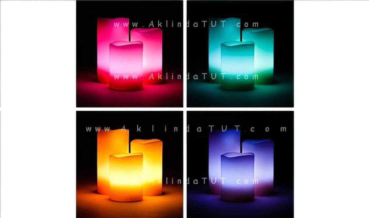 3 Adet Rgb Kumandalı Renk Değiştiren Elektronik Led Mum - 3