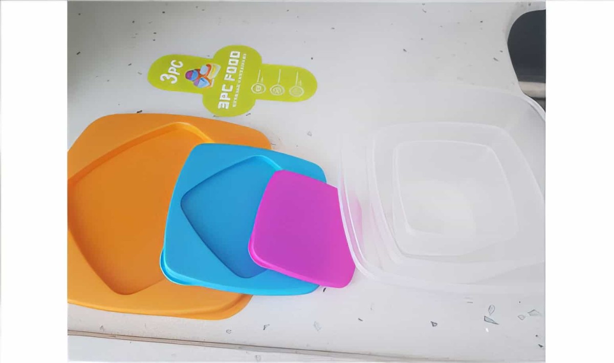 3 Parça Plastik Saklama Kabı Kapaklı Renkli Kare İç İçe Geçen - 5