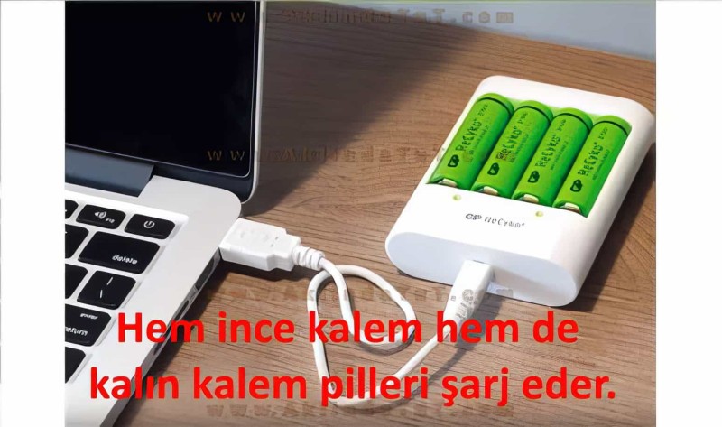 4 Adet Gp Recyko 1000 Serisi Aaa Şarjlı İnce Kalem Pil + Gp U411 Usb Pil Şarj Cihazı - 5