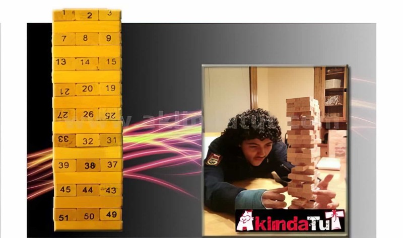 54 Parça Numaralı Ahşap Denge Oyunu - Zeka Oyunu Wooden Block Puzzle - 2