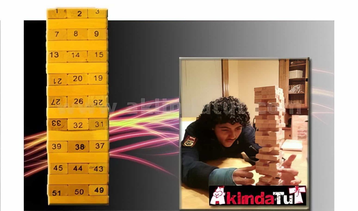 54 Parça Numaralı Ahşap Denge Oyunu - Zeka Oyunu Wooden Block Puzzle - 2