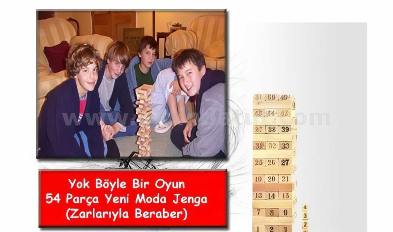 54 Parça Numaralı Ahşap Denge Oyunu - Zeka Oyunu Wooden Block Puzzle - 3