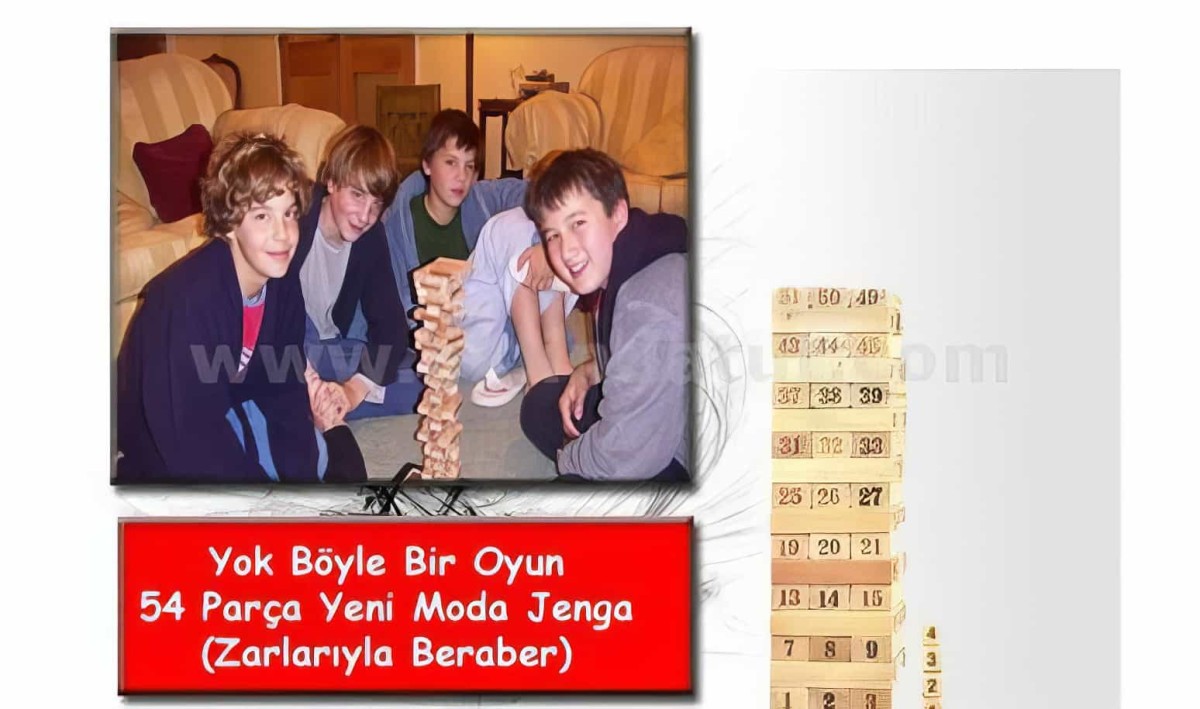 54 Parça Numaralı Ahşap Denge Oyunu - Zeka Oyunu Wooden Block Puzzle - 3