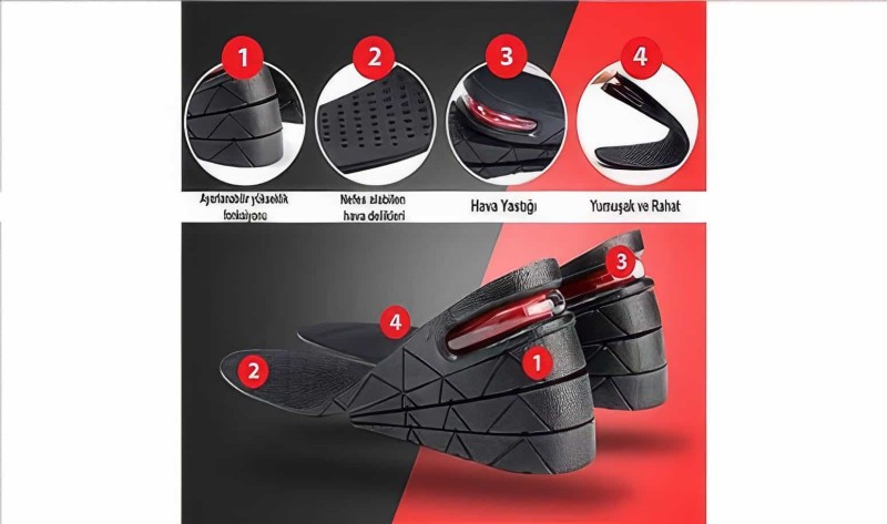 7cm Tam Boy Ayarlanabilir Hava Yastıklı Boy Uzatıcı Tabanlık -ayakkabı Uzatma Tabanlığı Gizli Topuk Taban Yükseltici - 6