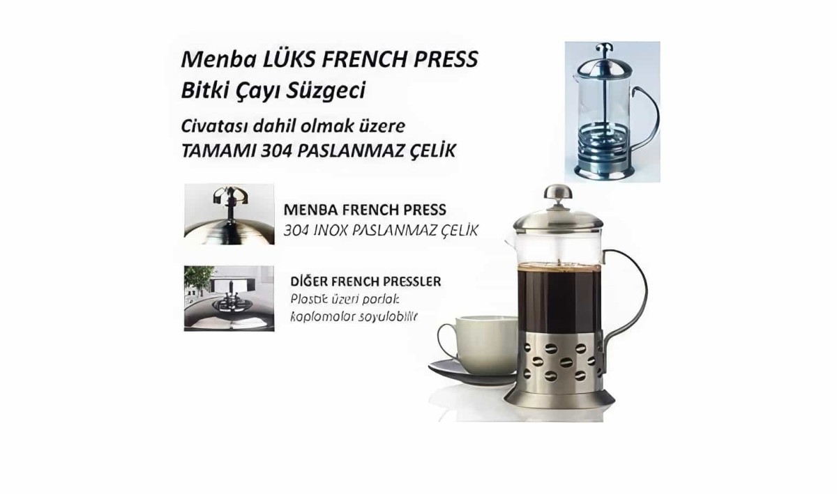 Çelik French Press Kahve Ve Bitki Çayı Demliği 350 Ml - 2