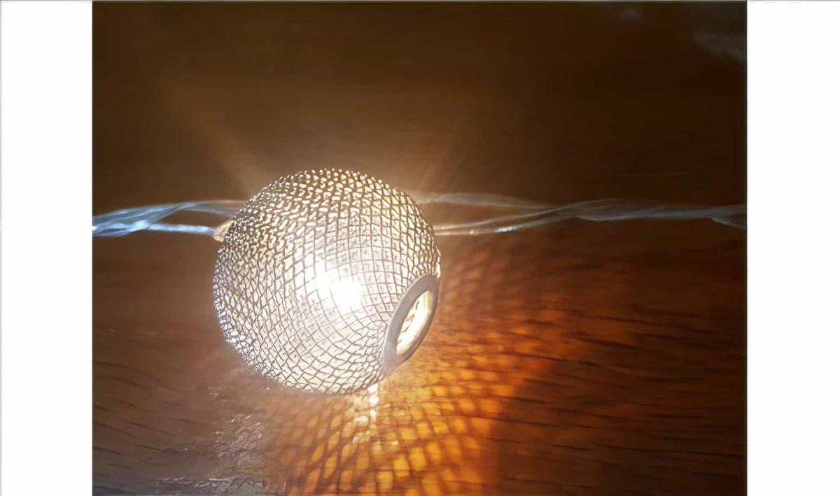 Dekoratif Led Metal Zincir Şerit Toplar - Gümüş Renk 20 Adet - 4