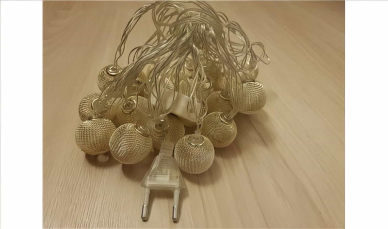 Dekoratif Led Metal Zincir Şerit Toplar - Gümüş Renk 20 Adet - 6