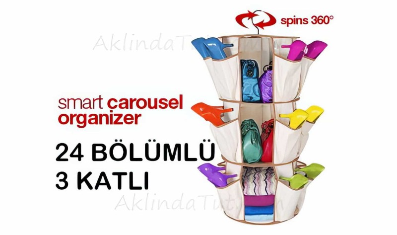 Dönebilen Ayakkabı Ve Çanta Rafı 3 Katlı (smart Carousel Organizer) - 4