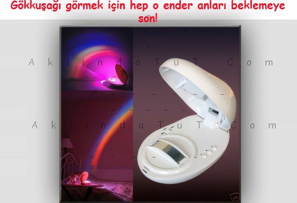 Gökkuşağı Renkleri Saçan Projeksiyon Gece Lambası - 4