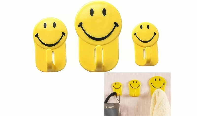 Gülen Yüz Kanca Pratik Yapışkanlı Sarı Askı Seti 3'lü Lovely Hooks - 1