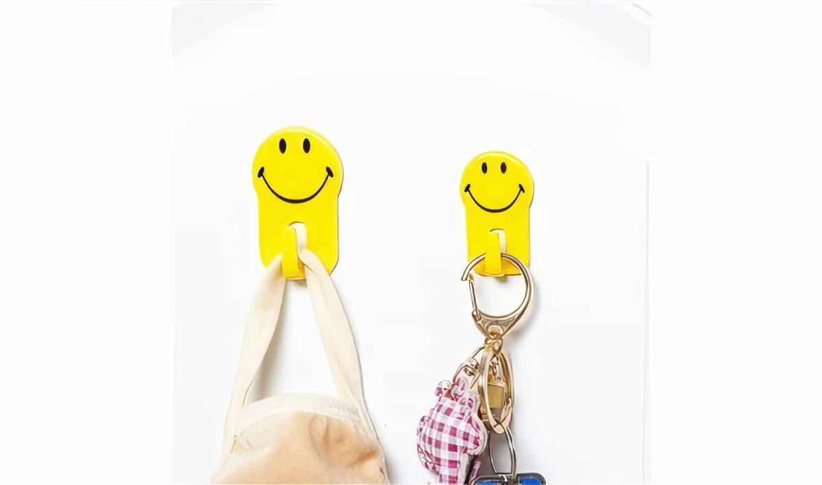 Gülen Yüz Kanca Pratik Yapışkanlı Sarı Askı Seti 3'lü Lovely Hooks - 2