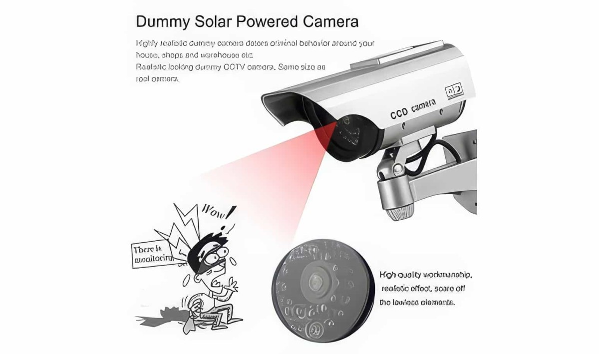 Güneş Enerjili - Solar Powered - Caydırıcı Gerçekçi Görünümlü - Sahte Güvenlik Kamera Ccd - Gece Görüşlü - 5