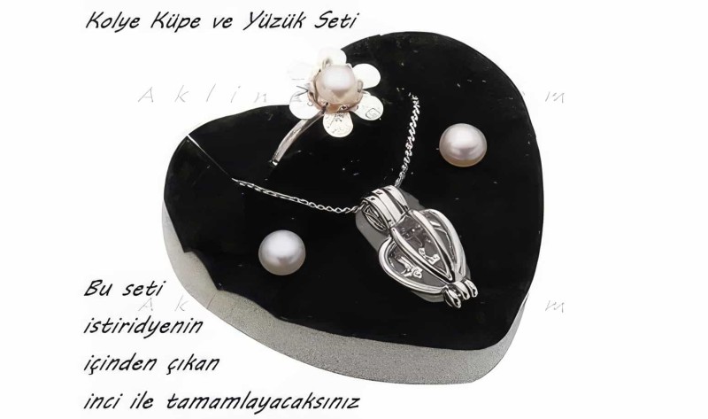 İstiridye İçinden Çıkan Gerçek İnci Ve Kolye-küpe-yüzük Seti Aşk-incisi - 3