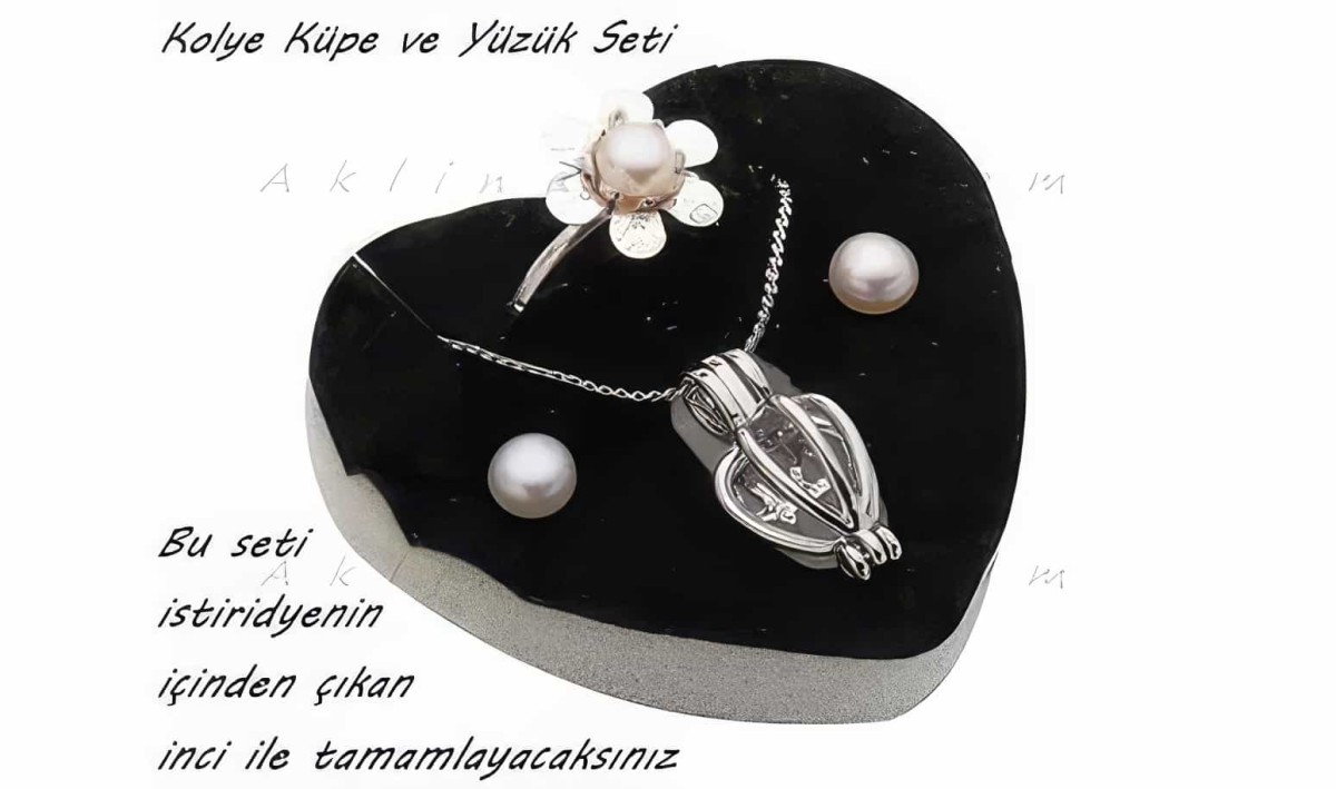 İstiridye İçinden Çıkan Gerçek İnci Ve Kolye-küpe-yüzük Seti Aşk-incisi - 3