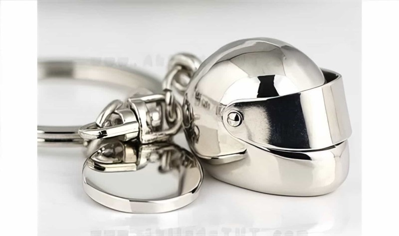 Kask Şeklinde Gümüş Renk Metal Motosiklet Anahtarlığı (aea) - 2