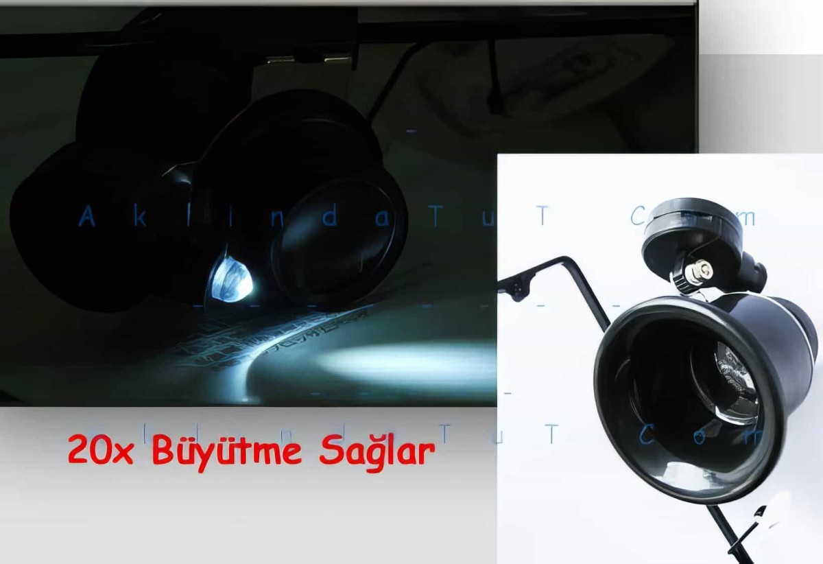 Led Lambalı Büyüteç Gözlük 20x Net Yakınlaştırma - 2