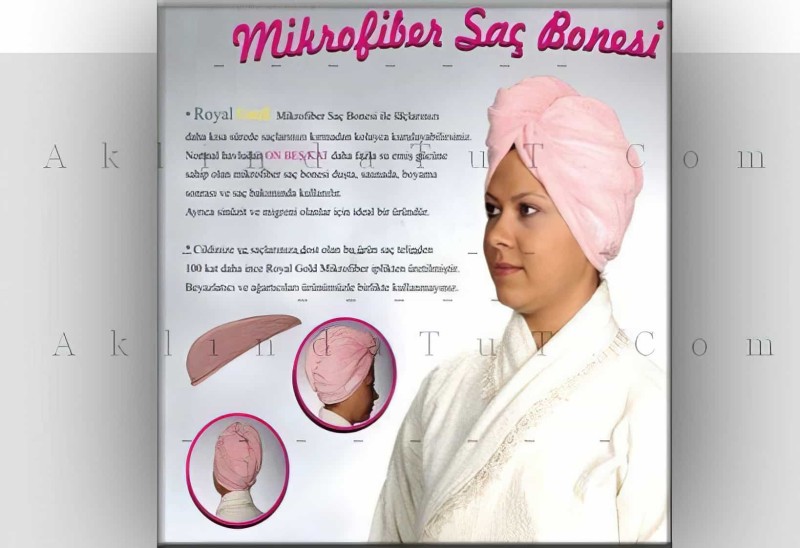 Mikrofiber Saç Bonesi Baş Havlusu - 1