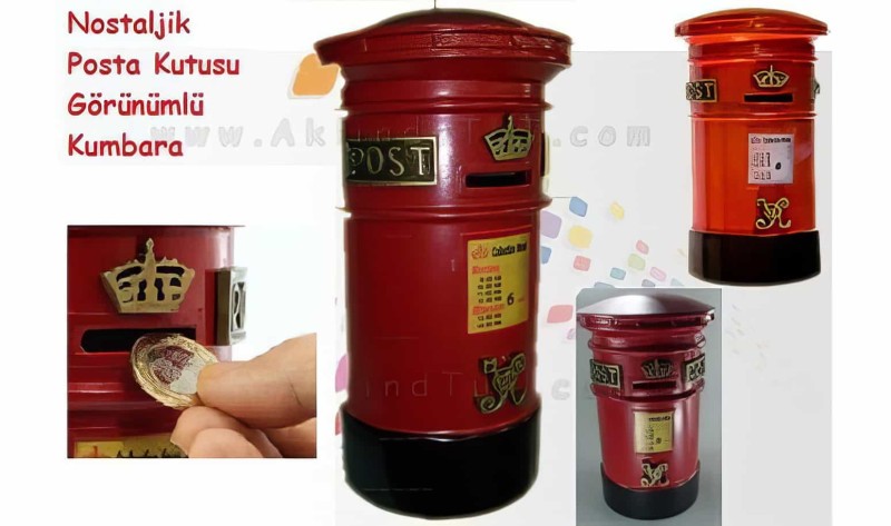 Nostaljik Posta Kutusu Görünümlü Ahşap Kumbara - 1