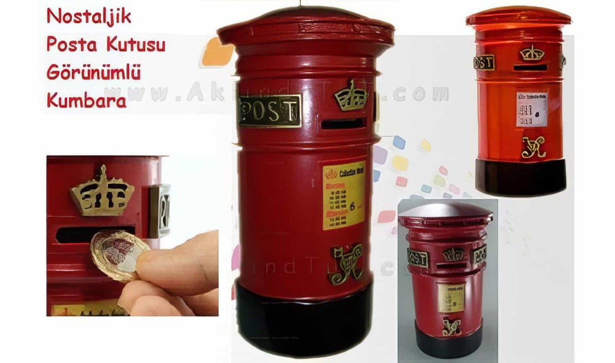 Nostaljik Posta Kutusu Görünümlü Ahşap Kumbara - 1
