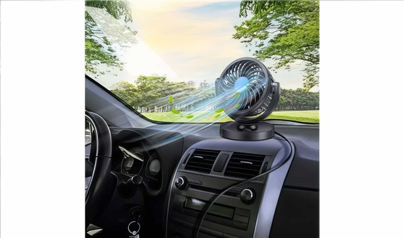 Oto - Kamyon - Tır Vantilatör 12v Ve 24v Uyumlu 360 Derece Dönebilen Portatif Araç Vantilatörü Fan - 1