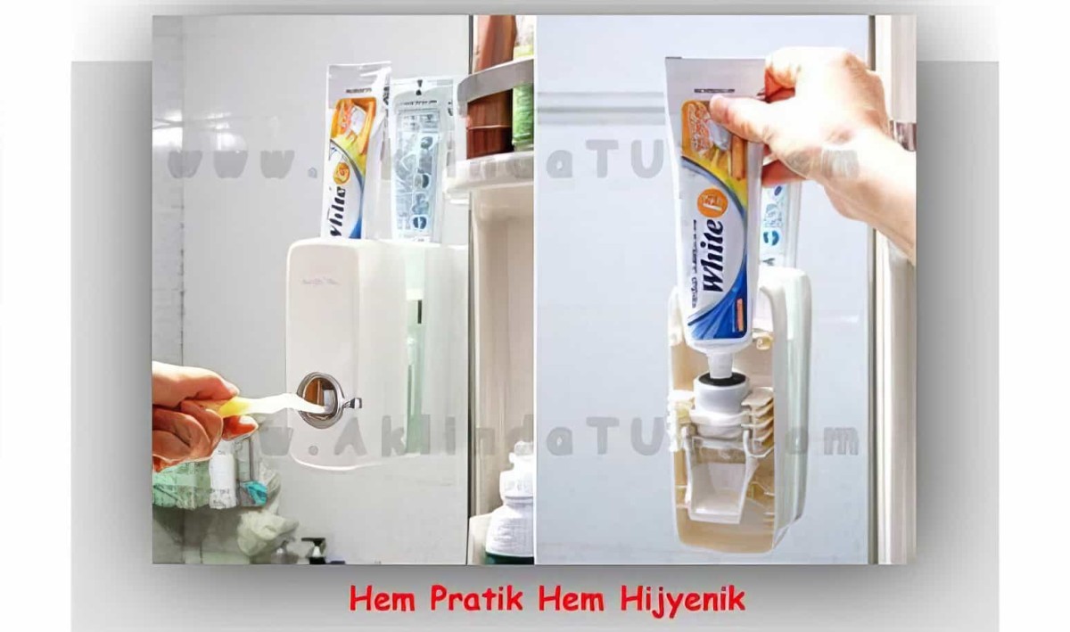 Pratik Diş Macunu Sıkma Aleti Ve Diş Fırçası Asacağı - 4