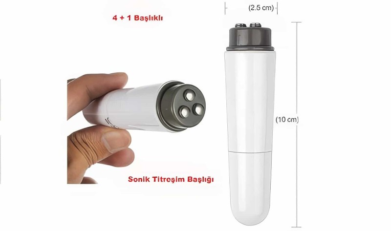 Uzun İnce Sonik Titreşimli Yüz Mini Masaj Aleti 4 Başlıklı Göz Çevresi - Göz Altı - Gıdı  - Kaş - Alın - 6